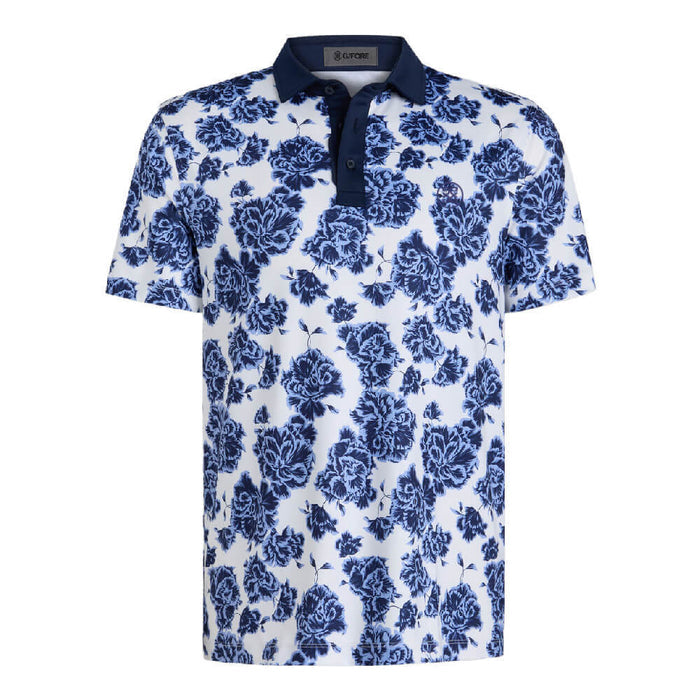 Gfore Stamped Floral Tech Jersey Golf Polo (with Gfore Emblem) Willow - SP26 Men