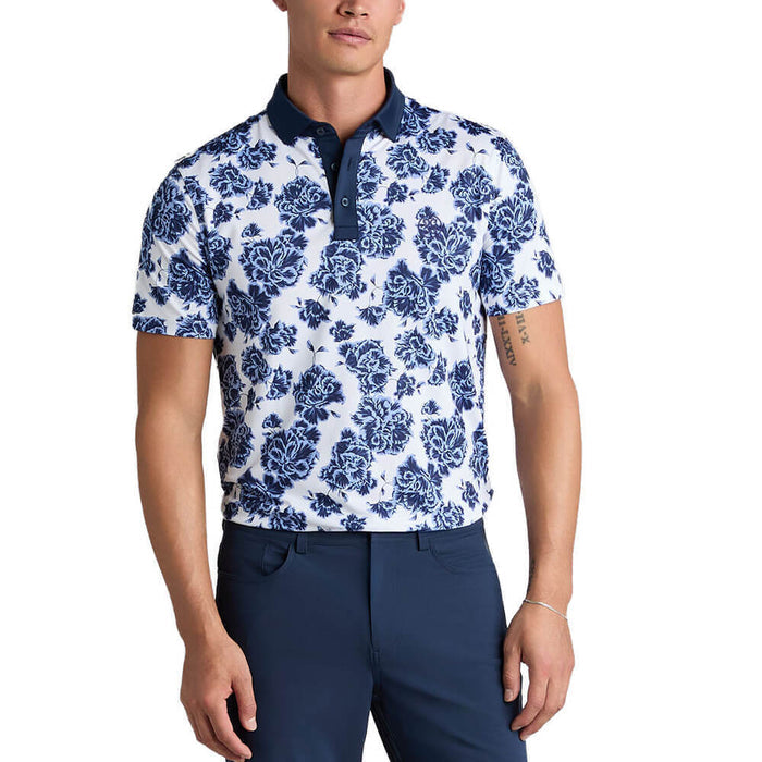 Gfore Stamped Floral Tech Jersey Golf Polo (with Gfore Emblem) Willow - SP26 Men
