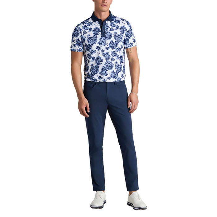 Gfore Stamped Floral Tech Jersey Golf Polo (with Gfore Emblem) Willow - SP26 Men