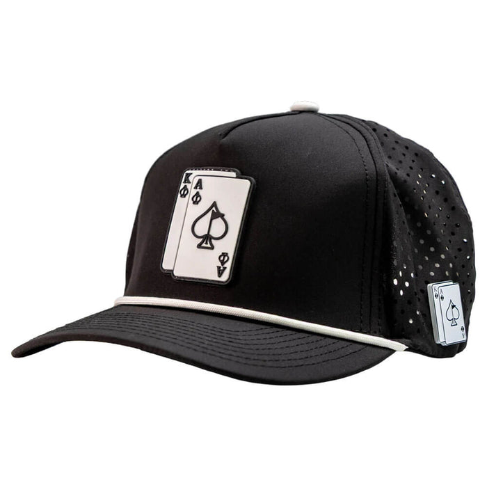 Golfio - Pins & Aces Ace/King Perforated Rope Golf Cap Black - 26 Men