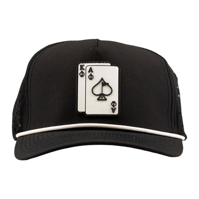 Golfio - Pins & Aces Ace/King Perforated Rope Golf Cap Black - 26 Men