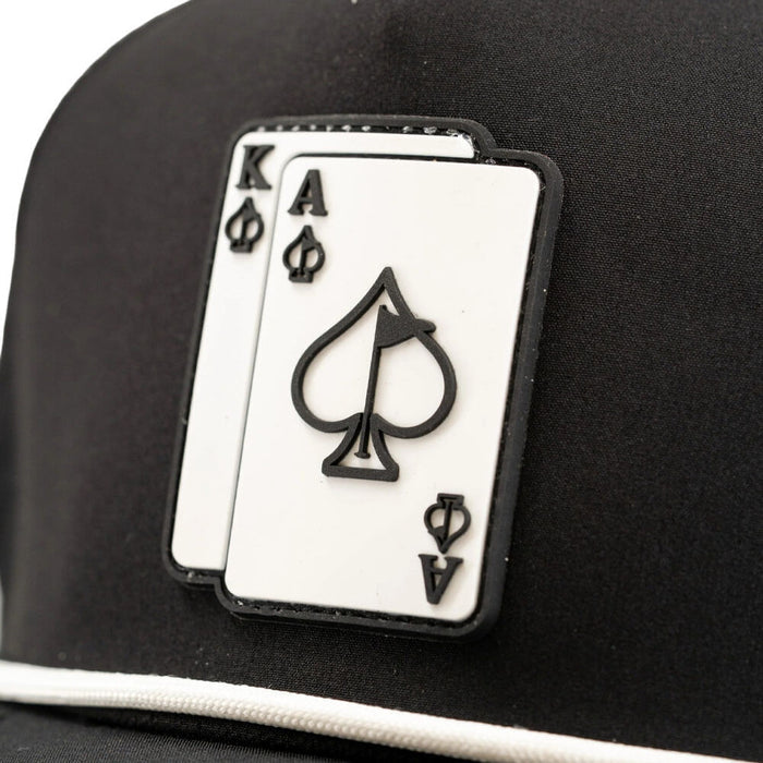 Golfio - Pins & Aces Ace/King Perforated Rope Golf Cap Black - 26 Men