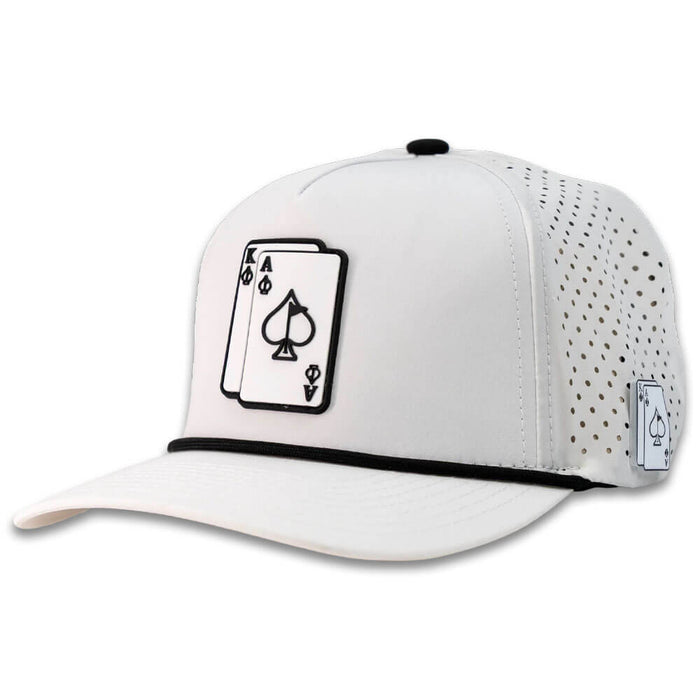 Golfio - Pins & Aces Ace/King Perforated Rope Golf Cap White - 26 Men