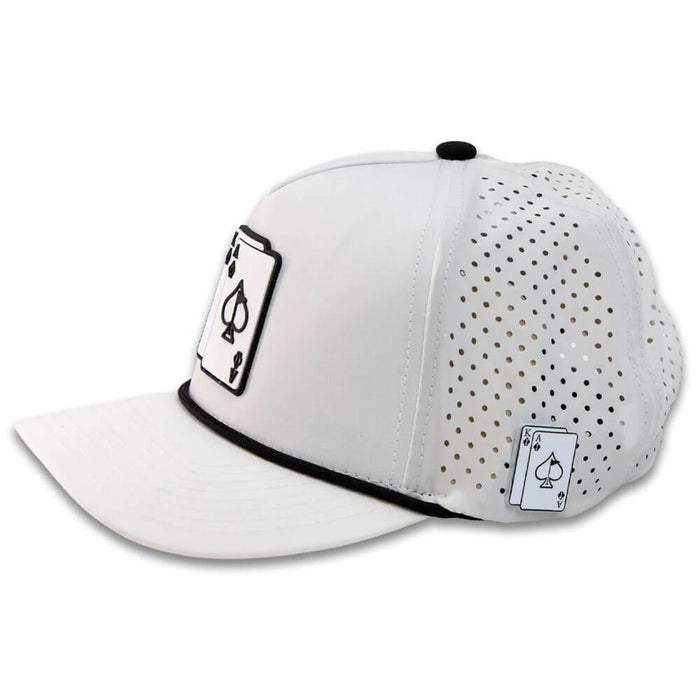 Golfio - Pins & Aces Ace/King Perforated Rope Golf Cap White - 26 Men