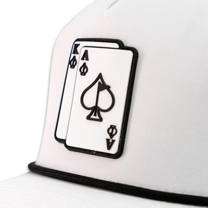 Golfio - Pins & Aces Ace/King Perforated Rope Golf Cap White - 26 Men