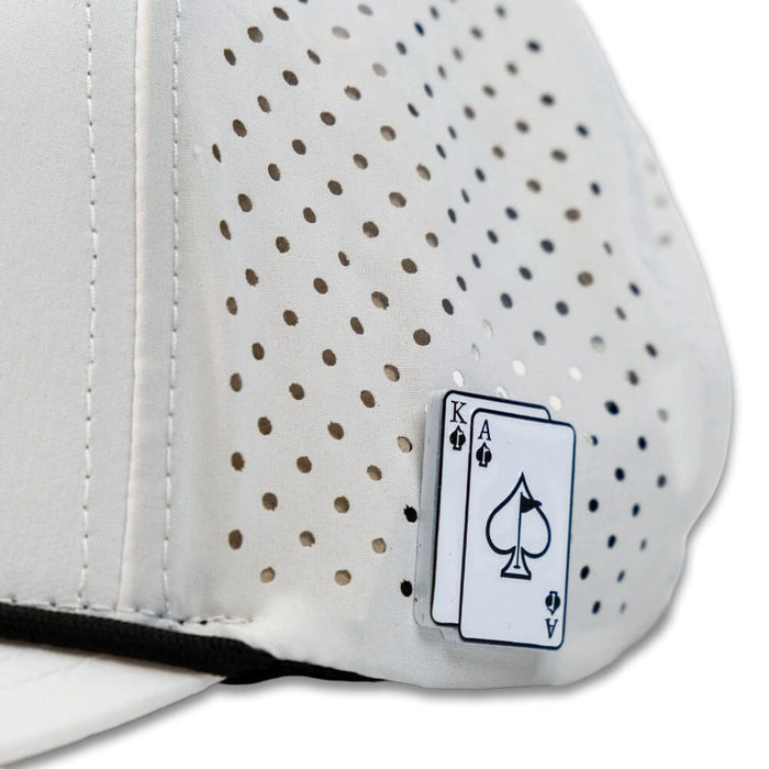 Golfio - Pins & Aces Ace/King Perforated Rope Golf Cap White - 26 Men
