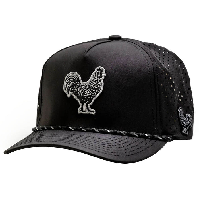 Golfio - Pins & Aces Black Cock Perforated Rope Golf Cap Black - 26 Men