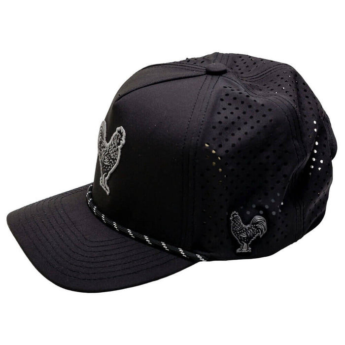 Golfio - Pins & Aces Black Cock Perforated Rope Golf Cap Black - 26 Men