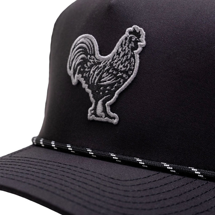 Golfio - Pins & Aces Black Cock Perforated Rope Golf Cap Black - 26 Men