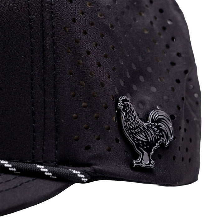 Golfio - Pins & Aces Black Cock Perforated Rope Golf Cap Black - 26 Men