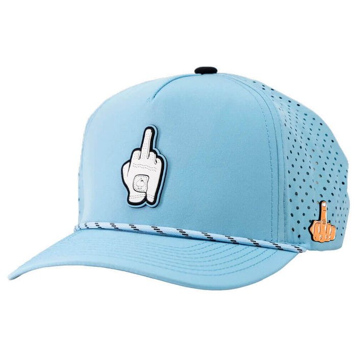 Golfio - Pins & Aces Middle Finger Perforated Rope Golf Cap Baby Blue - 26 Men