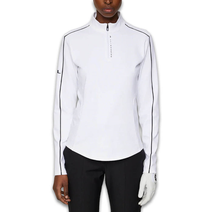 J.Lindeberg Adiola Quarter Zip Mid Layer Golf Pullover White - SS25 Women