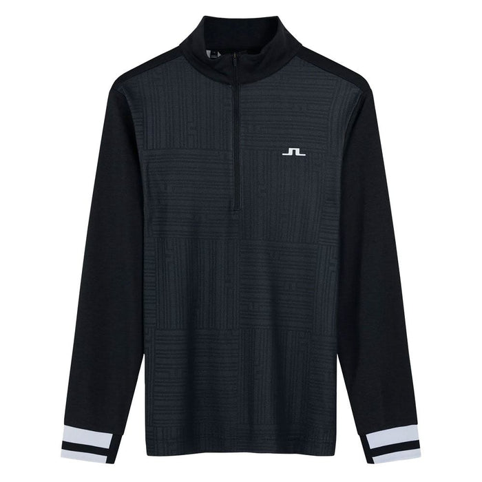 J.Lindeberg Danny Debossed Mid Layer Golf Pullover Black - SS23