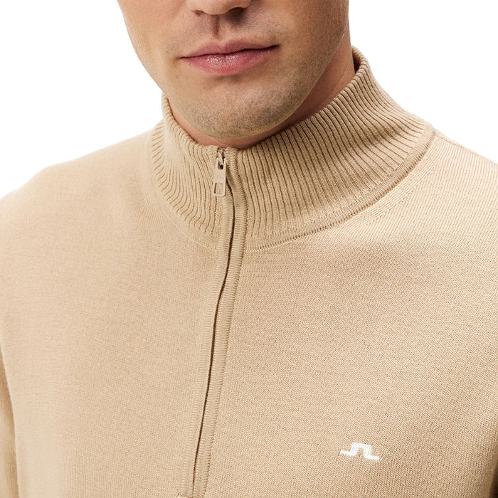 J.Lindeberg Kian Zipped Golf Pullover Safari Beige - SS24