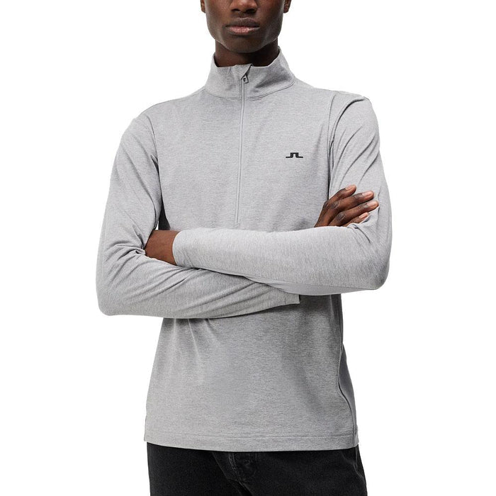 J.Lindeberg Luke Half Zip Mid Layer Golf Pullover Gray Melange - FW23