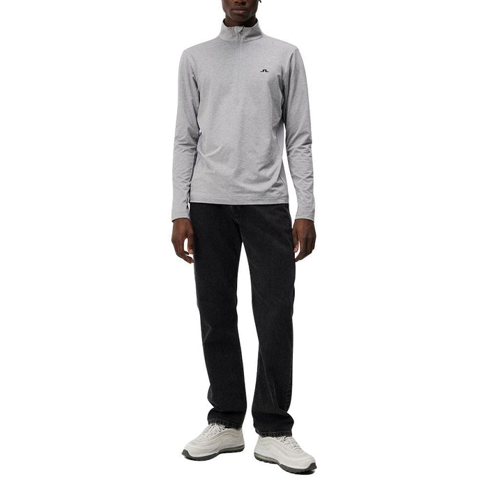 J.Lindeberg Luke Half Zip Mid Layer Golf Pullover Gray Melange - FW23