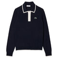 Lacoste Collar Stretch Sweater Longsleeve Golf Polo Navy Blue/White - SS25 Women