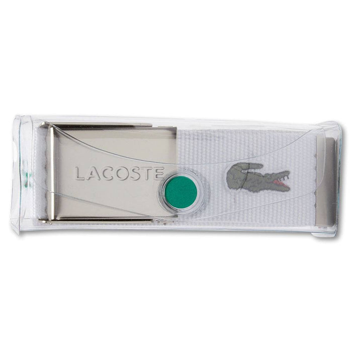 Lacoste Engraved Buckle Woven Fabric Golf Belt White - 23 Men