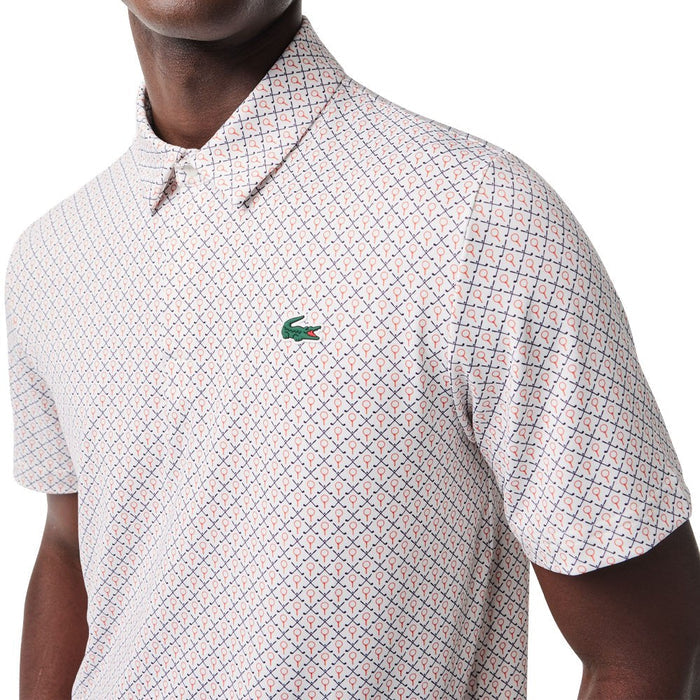 Lacoste Printed Recycled Polyester Golf Polo White - FW23 Men