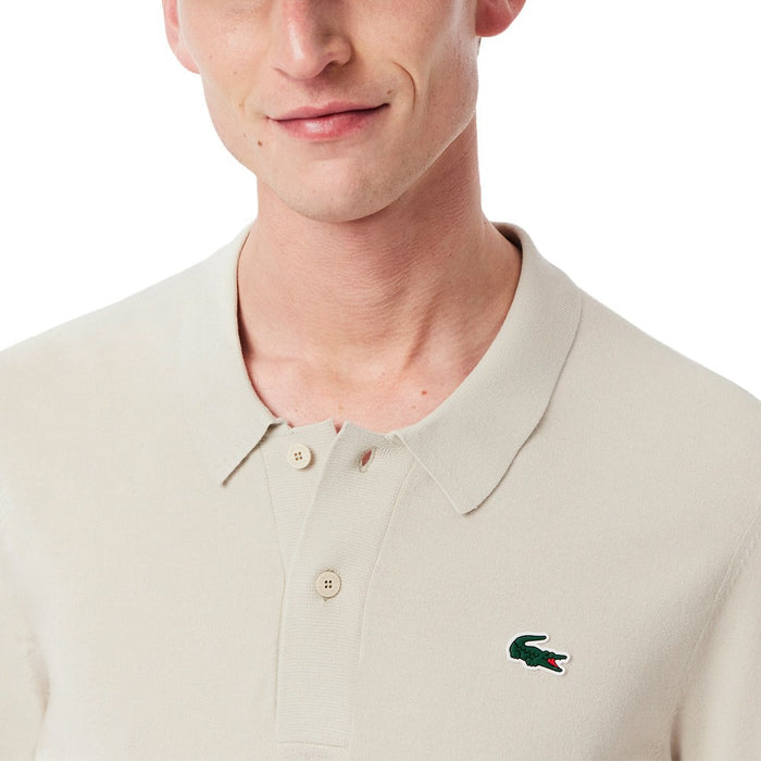 Lacoste Shortsleeve Collar Sweater Golf Polo Beige - SS25 Men