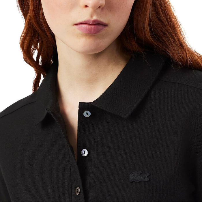 Lacoste Slim Fit L.12.D Stretch Mini Pique Longsleeve Golf Polo Black - FW25 Women