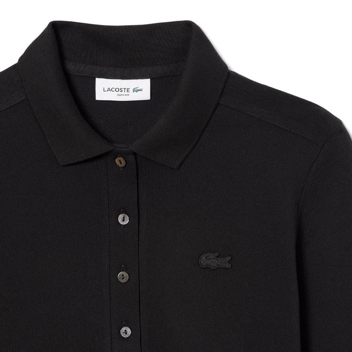 Lacoste Slim Fit L.12.D Stretch Mini Pique Longsleeve Golf Polo Black - FW25 Women
