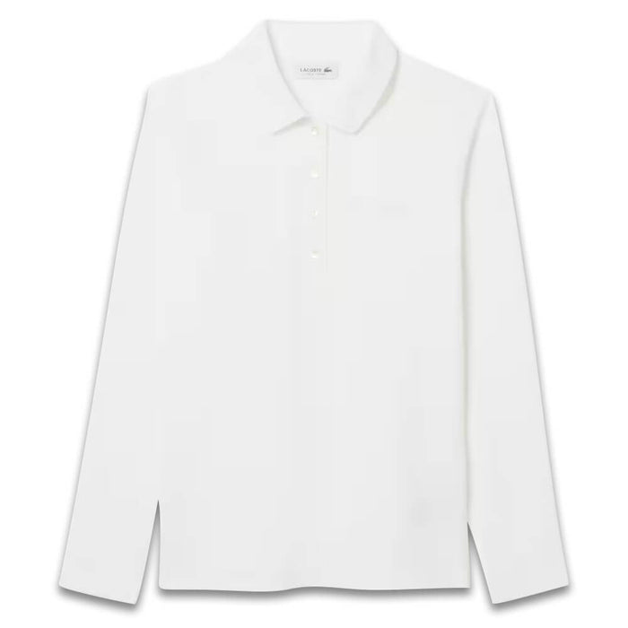Lacoste Slim Fit L.12.D Stretch Mini Pique Longsleeve Golf Polo White - FW25 Women