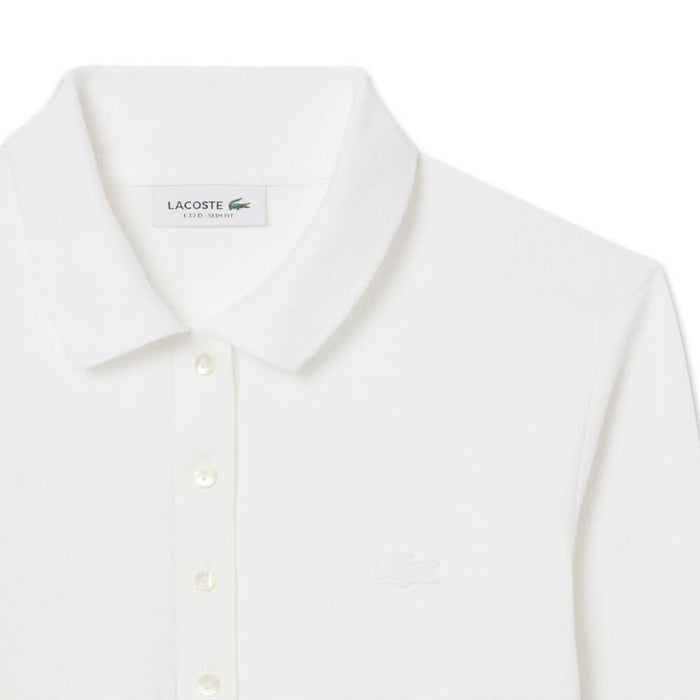 Lacoste Slim Fit L.12.D Stretch Mini Pique Longsleeve Golf Polo White - FW25 Women
