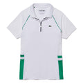 Lacoste Sport Bimaterial Breathable Stretch Tennis Golf Polo White/Palm Green/Navy Blue - 21 Women