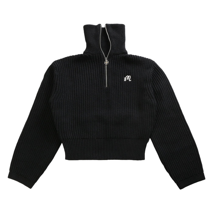 Malbon Anais Quarter Zip Knit Golf Sweater Black - SS25 Women