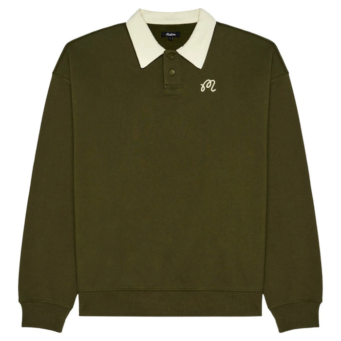 Malbon Artigianale Collared Crewneck Golf Sweater Cypress Green - SS25 Men