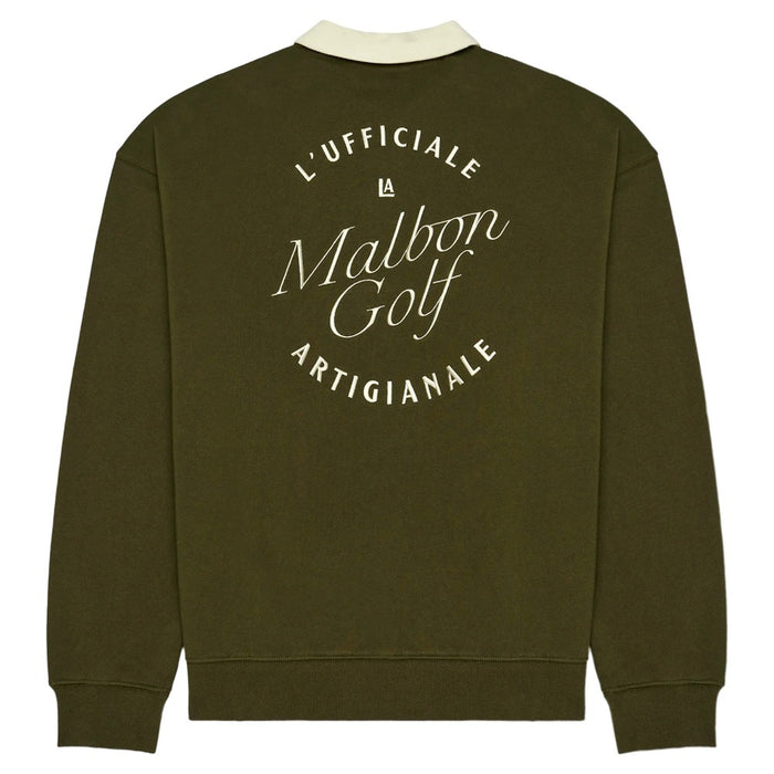 Malbon Artigianale Collared Crewneck Golf Sweater Cypress Green - SS25 Men
