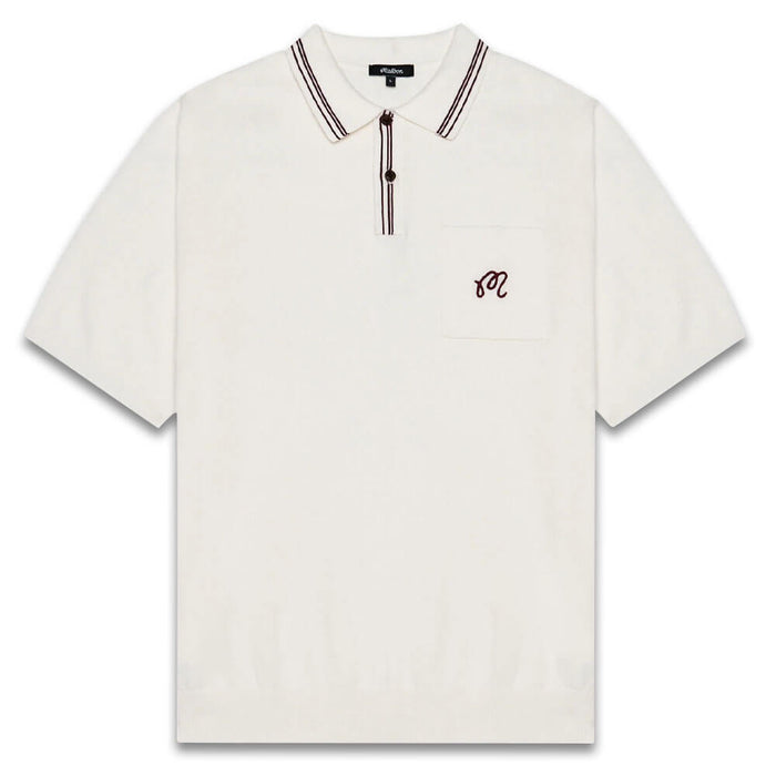 Malbon Campania Knit Golf Polo Ivory - SS25 Men
