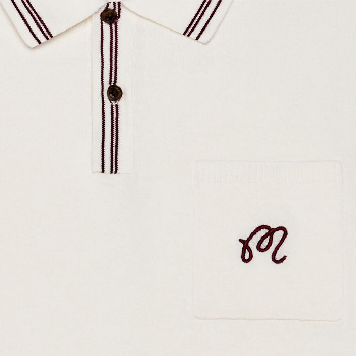 Malbon Campania Knit Golf Polo Ivory - SS25 Men