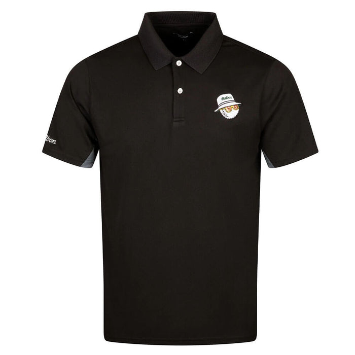 Malbon Evergreen Paneled Pique Golf Polo Black/Charcoal - SS24