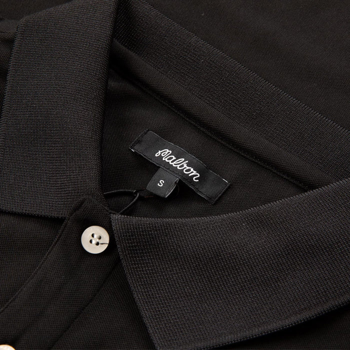 Malbon Evergreen Paneled Pique Golf Polo Black/Charcoal - SS24
