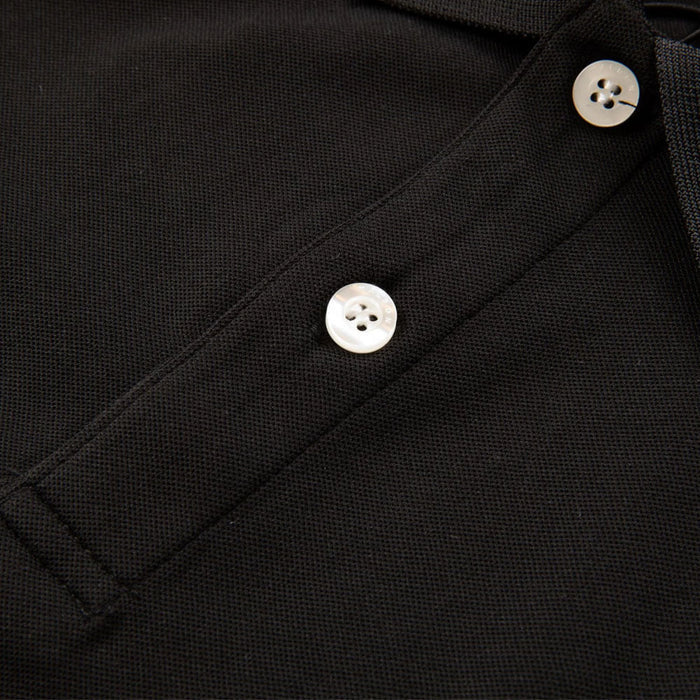 Malbon Evergreen Paneled Pique Golf Polo Black/Charcoal - SS24