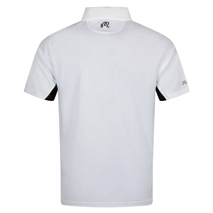 Malbon Evergreen Paneled Pique Golf Polo White/Black - SS24