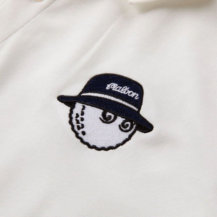 Malbon Evergreen Paneled Pique Golf Polo White/Black - SS24
