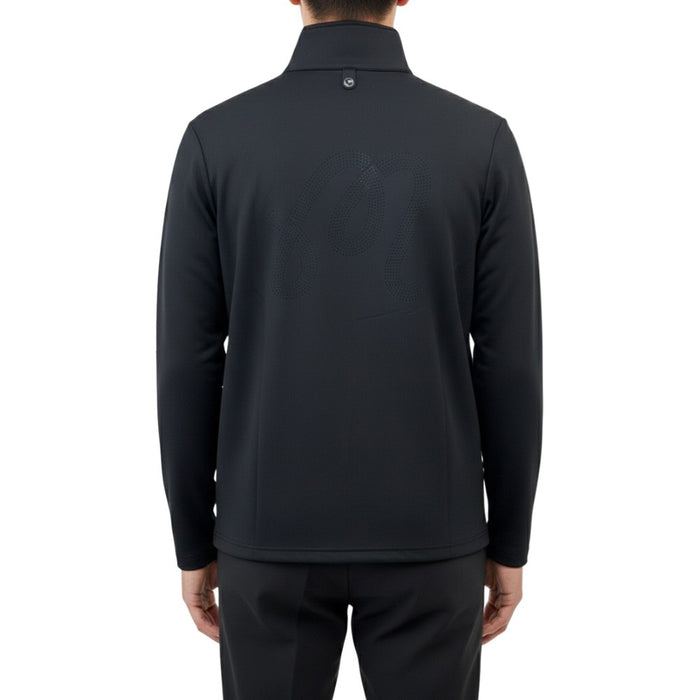 Malbon Evergreen Perforated Quarter Zip Golf Pullover Black - FW25 Men