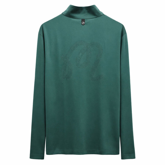 Malbon Evergreen Perforated Quarter Zip Golf Pullover Hunter Green - FW25 Men