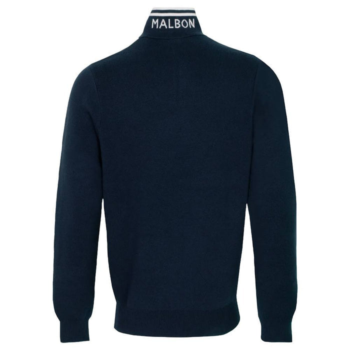 Malbon Evergreen Sorrel Knit 1/4 Zip Golf Pullover Navy - FW24