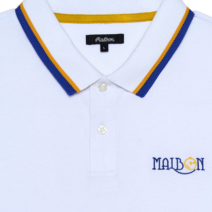 Malbon Grasse Pique Golf Polo White - SS25 Men