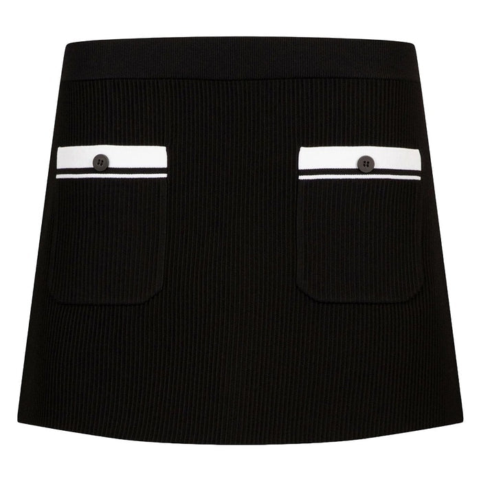 Malbon Luna Rib Knit Golf Skirt Black - SS25 Women