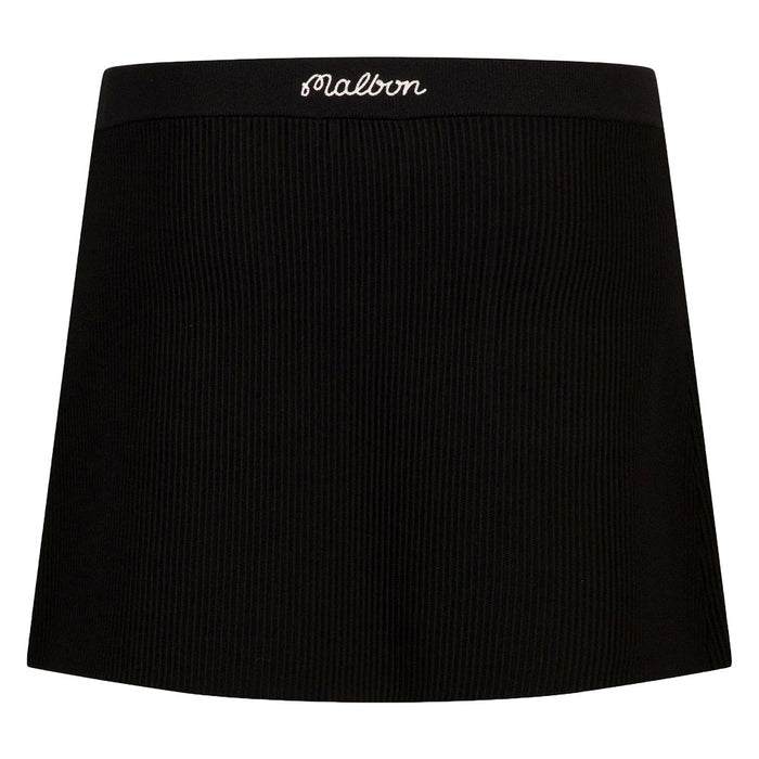 Malbon Luna Rib Knit Golf Skirt Black - SS25 Women