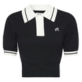 Malbon Mikayla Knit Cropped Golf Shirt Black - 23 Women