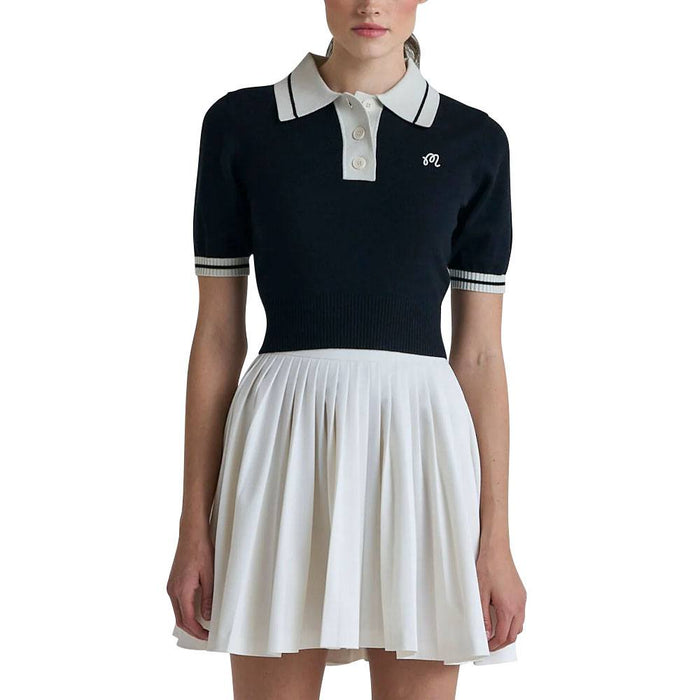 Malbon Mikayla Knit Cropped Golf Shirt Black - 23 Women