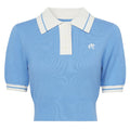 Malbon Mikayla Knit Cropped Golf Shirt French Blue - 23 Women