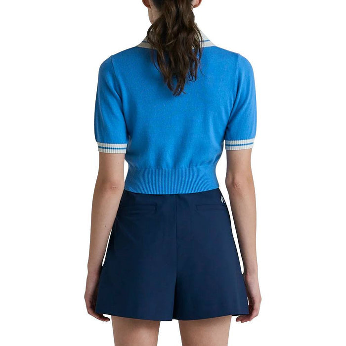 Malbon Mikayla Knit Cropped Golf Shirt French Blue - 23 Women