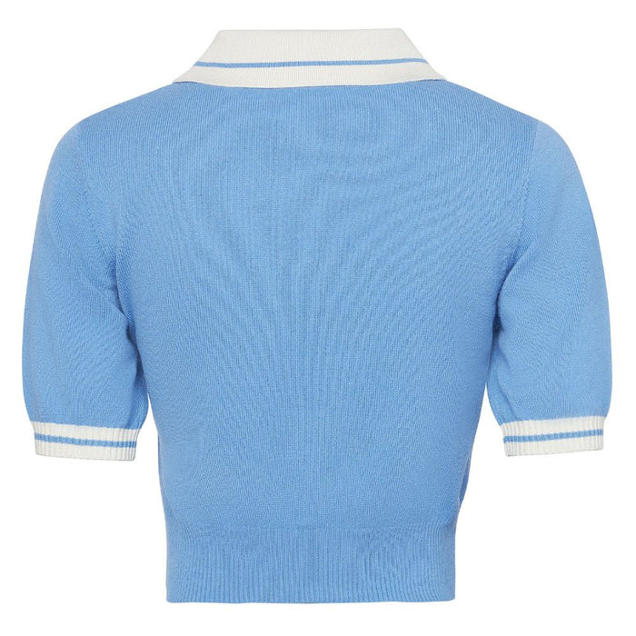 Malbon Mikayla Knit Cropped Golf Shirt French Blue - 23 Women